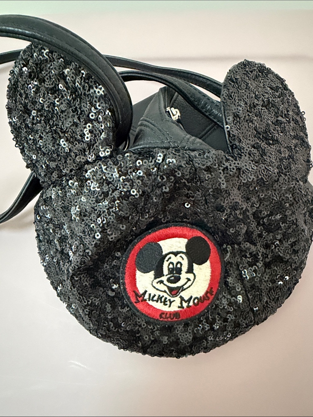 Loungefly x Disney Black Sequin Mickey Mouse Ear Crossbody Bag